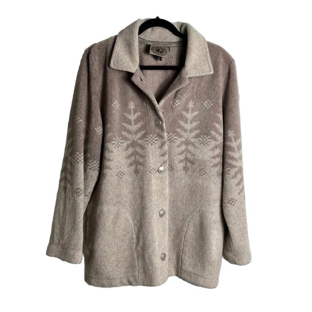 Vintage 90s County Clothing Co Fleece Jacket Canada Medium Shacket Beige Tan